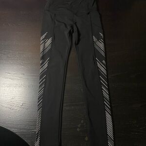 DVCE Black Leggings with White Stripes